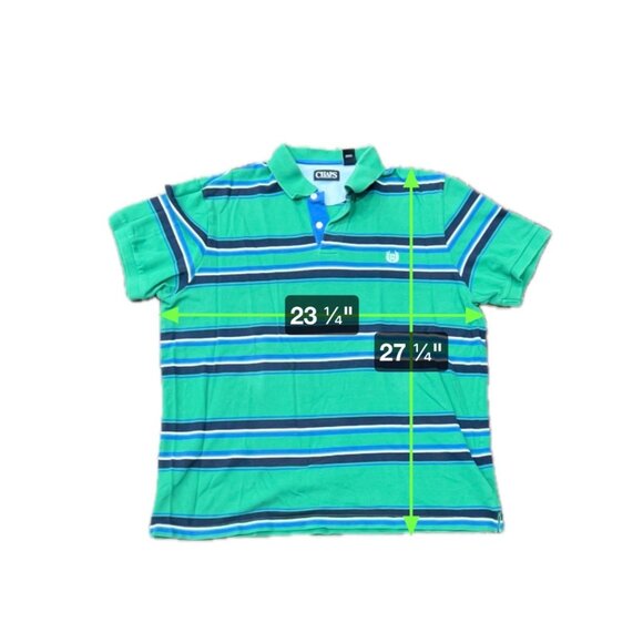 Chaps Mens Green Blue Striped Polo Shirt Cotton Sz XL - Picture 8 of 8